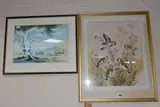 Goldfinches & young on thistles by Paul A. Nicholas, 1983, watercolour, sold Oct 2024