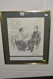 A humorous cartoon drawing by George Belcher, charcoal on paper, offered Oct 2024