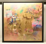 A japanese postcard by Alexander Rhys, mixed media on canvas, sold Oct 2024