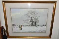 January shoot by Nigel Hemming, 1987, watercolour on paper, sold Oct 2024
