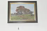 A british landscape with oak trees and sheep by Anthony Gibbs, oil on canvas, sold Oct 2024