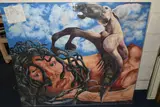 The birth of pegasus by Leslie Charles Jones, 1973, oil on canvas, sold Oct 2024