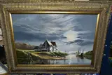 Moonlit estuary by David James, oil on canvas, sold Aug 2024