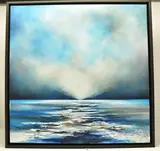 'CALM WATERS II', an atmospheric seascape, signed bottom right, by David Ridley, oil on canvas, sold Jul 2024
