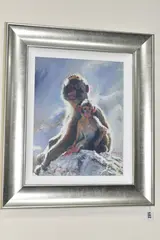 Backlit baboons - gibraltar by Rolf Harris, print on board, sold Jul 2024
