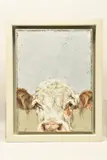 Peeking cow by Vicky Palmer, oil on canvas, offered Jul 2024