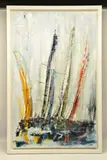 North east by Gill Storr, mixed media on canvas, sold Jul 2024