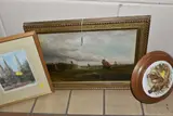 Choppy seas off the coast by G. Collins, oil on board, sold Jul 2024