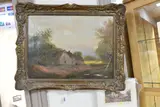 A landscape with farm buildings by Ernest Waterlow, oil on canvas, offered Jul 2024