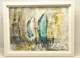 Choppy seas by Gill Storr, mixed media on board, sold Jun 2024