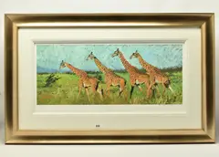 Four giraffes by Rolf Harris, print, sold Jun 2024