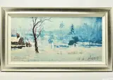 Snow on marshy ground by Rolf Harris, print, sold Jun 2024