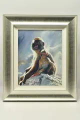 Backlit baboons - gibraltar by Rolf Harris, print on board, sold Jun 2024