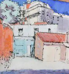 Houses in Clifton Signed and inscribed Frank Dobson/CLIFTON by Frank Dobson, Gouache and black ink, sold Jun 2024