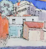 Houses in Clifton Signed and inscribed Frank Dobson/CLIFTON by Frank Dobson, Gouache and black ink, sold Jun 2024