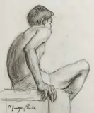 Study of a young man seen from behind Signed Mervyn Peake by Mervyn Peake, Charcoal, sold Jun 2024