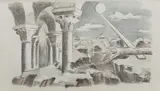 Whereby Whispering Places are Framed by Elliptical Arches Laid Side-Wise by Paul Nash, watercolour, sold Jun 2024