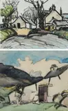Cottage in a mountainous landscape by Ernest Archibald Taylor, watercolour, sold Jun 2024