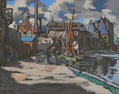 A dockyard Signed and dated -FRANK SULLY-/'24 by Frank Sully, Gouache, sold Jun 2024