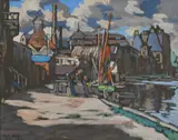 A dockyard Signed and dated -FRANK SULLY-/'24 by Frank Sully, Gouache, sold Jun 2024