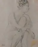 Study of a female nude Signed Epstein by Jacob Epstein, Pencil, sold Jun 2024