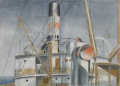 Steamship Signed Hector Whistler by Hector Whistler, Pencil, watercolour and coloured chalks, sold Jun 2024