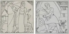 Deborah and Barak by Edward McKnight Kauffer, ink, sold Jun 2024