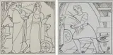 Deborah and Barak by Edward McKnight Kauffer, ink, sold Jun 2024