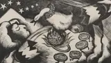 Christmas Dream - Uneasy Lies the Stomach after Goose and Pudding by John Nash, Wood engraving, a Christmas card, sold Jun 2024
