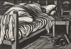 Farmer in Bed Signed by Gwen Raverat, Wood engraving, sold Jun 2024