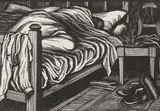 Farmer in Bed Signed by Gwen Raverat, Wood engraving, sold Jun 2024