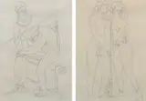 A nude couple standing by Lettice Sandford, pencil, sold Jun 2024