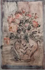 Still life with flowers in a vase Signed J Bornfriend by Jacob Bornfriend, Lithograph, offered Jun 2024