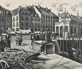 The Harbour Dieppe Wood engraving 20 by Guy Seymour Warre Malet, Wood engraving, sold Jun 2024