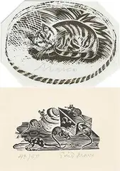Sleeping cat by Enid Marx, pencil, sold Jun 2024