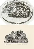 Sleeping cat by Enid Marx, pencil, sold Jun 2024