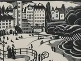 Hotel Crystal by Robert Gibbings, Wood engraving, sold Jun 2024