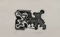 Abstract Signed by John Banting, Linocut, sold Jun 2024