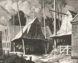 Haybarns at Eemdijk Wood engraving 10 by George Mackley, Wood engraving, sold Jun 2024