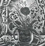 Flowers in a Little Jug Signed by Gwenda Morgan, Wood engraving, sold Jun 2024