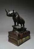 Rhino on Theodore Roosevelt books Signed and numbered Michael by Michael Coleman, Bronze, offered Jun 2024