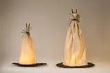 21ST CENTURY Two Japanese wood and rice paper illuminated by Shoichi And Colleen Sakurai Heisei Era, ink and with, sold May 2024