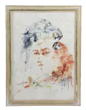 Portrait of Derek Parker by Mary Talbot, ink, sold Apr 2024