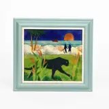 Beach Walking enamelled metal plaque of a black panther in the by Beryl Turpin, oil, sold Mar 2024