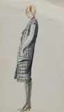 Lady in a Chequered suit by Dorte Clara Dodo Burgner, watercolour on paper, offered Mar 2024