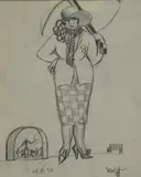 Woman with a Parasol at a Concert by Dorte Clara Dodo Burgner, drawing, offered Mar 2024