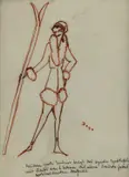 The Skier sepia ink on paper of a young fashionable lady by Dorte Clara Dodo Burgner, ink on paper, sold Mar 2024