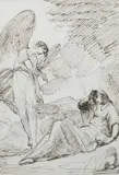 Hagar and the angel Pen and brown ink 18 by George Romney, Pen and brown ink, offered Mar 2024