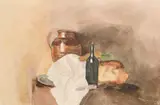 Still life with pitcher by Peter de Wint Ows, Pencil and watercolour, sold Mar 2024