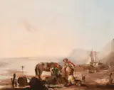 Fisher folk on the Hampshire coast Oil by William Shayer, Oil on canvas, offered Mar 2024